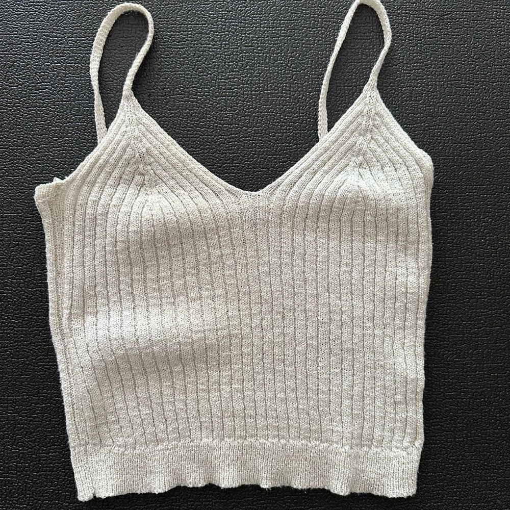 White stretchy knit cropped tank